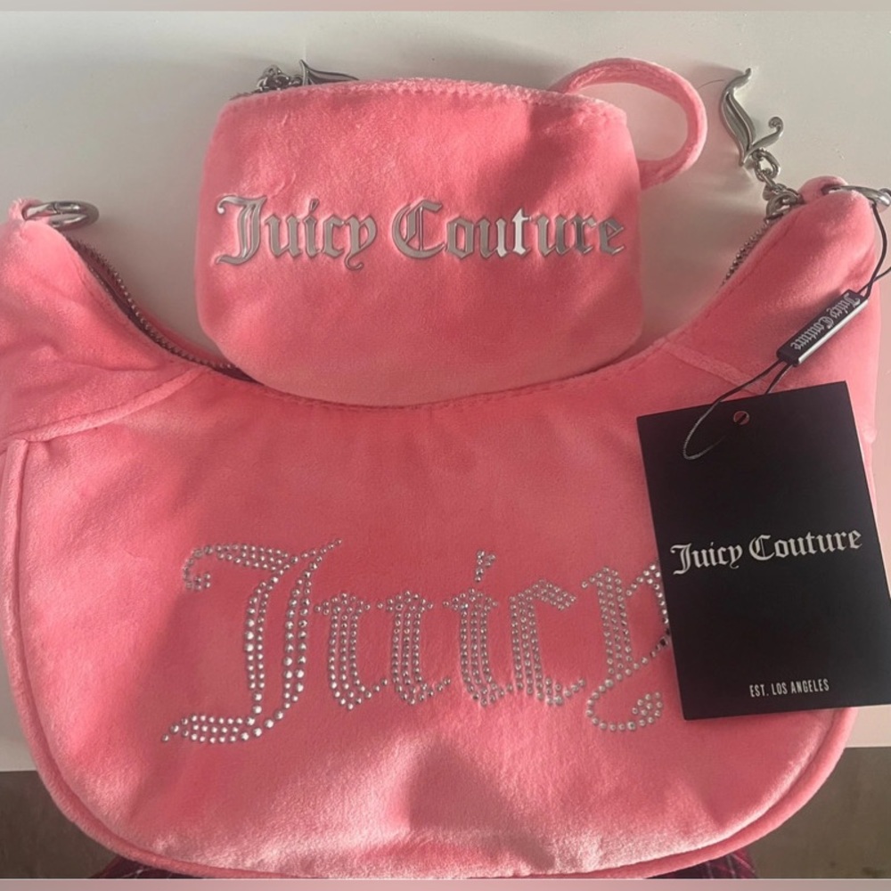 Juicy Couture UK exclusive pink velour bling bag